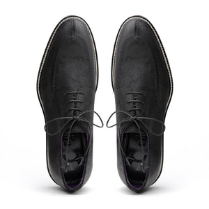 Zelli Campo Sueded Goatskin Lace-up Blucher Shoes in Black