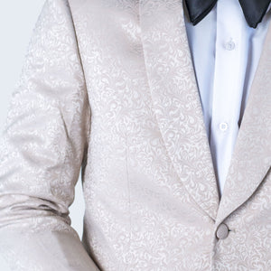 Men's Light Beige Paisley Jacket with Shawl Lapel Slim Fit - Wedding - Prom