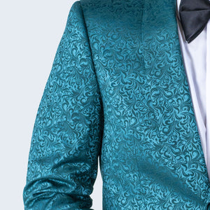 Men's Green Paisley Jacket with Shawl Lapel Slim Fit - Wedding - Prom