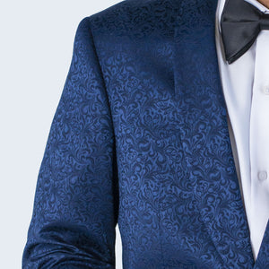 Men's Blue Paisley Jacket with Shawl Lapel Slim Fit - Wedding - Prom