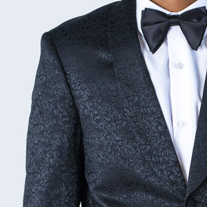 Men's Black Paisley Jacket with Shawl Lapel Slim Fit - Wedding - Prom
