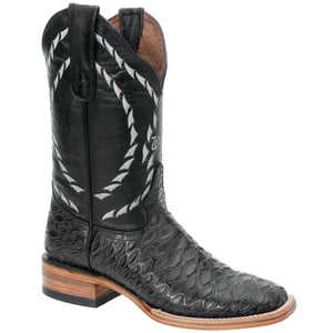 Mens White Diamond Boot Black Printed Anteater Boots Square Toe
