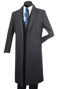 Men's Charcoal Grey Wool & Cashmere Overcoat – Classic Full Length