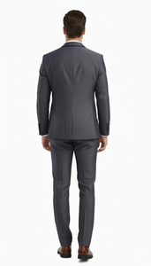 Men’s Charcoal Gray with blue Trim Slim Fit 3-Piece Suit – Modern Wedding and Business Formal Tuxedo Set