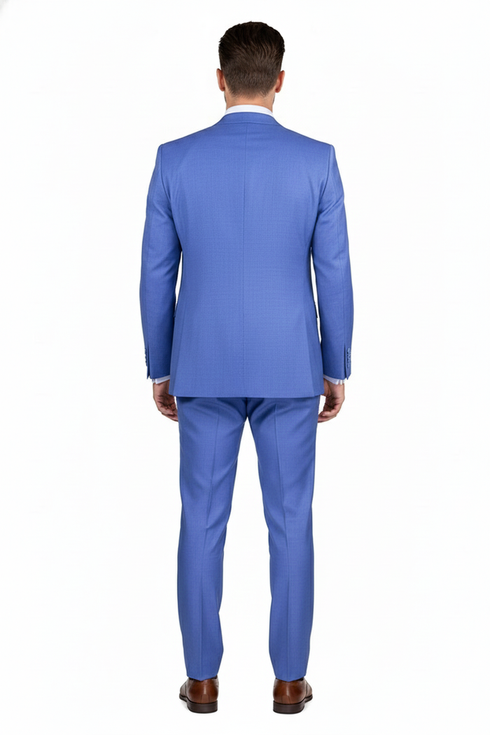 Men’s Light Blue Double-Breasted 3-Piece Suit Set – Tailored Fit Formal Business Suit in Steel Blue Sky Blue Color