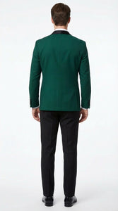 Men’s Emerald Green Tuxedo Jacket with Black Satin Shawl Lapel | Prom Dinner Blazer