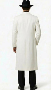 Mens White Long Zoot Suit Costume Set with Black Pants – Wedding, Prom and Party Outfit 1920s - 1930s Gangster Style
