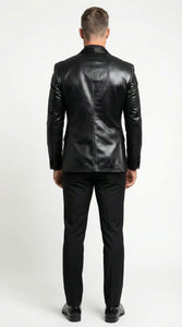 Men’s Shiny Black Tuxedo Blazer – Glossy Formal Jacket for Party Dinner Jacket Shawl Collar