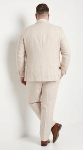 Men’s Big and Tall Beige Linen Suit – Summer Wedding and Formal 2-Piece Suit
