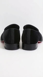 Men's Black Tuxedo Dress Velvet Loafers | Formal Slip-On Shoes for Wedding, Prom & Black Tie Events
