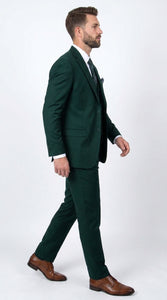 Men’s Stacey Adams Designer Hunter Green 3 Piece Suit – Two Button Vested Classic Wedding, Prom & Formal Suit
