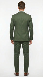 Men’s Forest Green Three Piece Suit – Double Breasted Vest Formal Wedding and Business Suit Set Olive Green Slim Fit