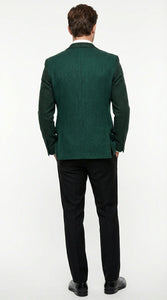 Zacchi Brand Men’s Dark Green Textured Blazer – Classic Single Button Sport Coat with Notch Lapel Formal Jacket