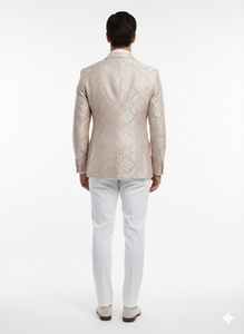 Men’s Lavender and Gold Tuxedo Embroidered Lilac Mauve Blazer – Designer Floral Pattern Wedding & Party Jacket