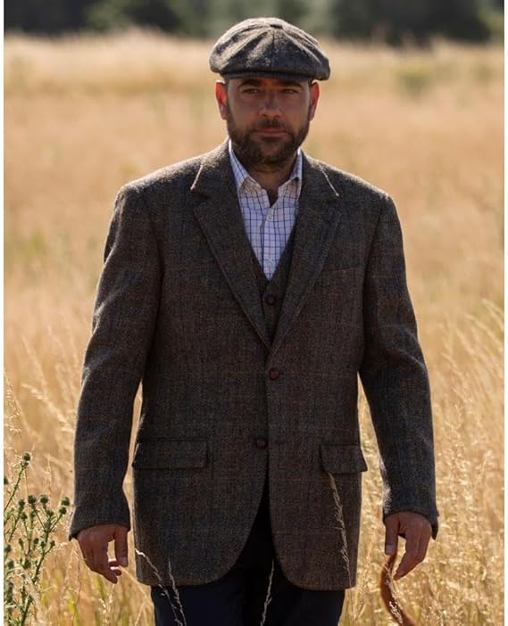 Walker and Hawkes Harris Tweed Blakemore Blazer for Men - Hand-Woven Wool Tweed Jacket with Polyester Lining, Regular Fit