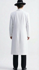 Men’s White Long Zoot Style Suit  | Vintage Gangster Mafia Formal Coat with Black Pants