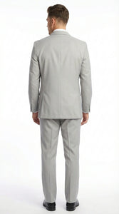 Men’s Light Gray 3 Piece Suit – Ice Silver Gray Formal Suit Set with Vest, Patterned Lapel and Tie for Wedding, Prom and Business Events