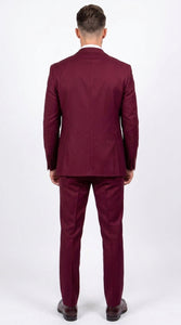 Men’s Stacy Adams Brand Burgundy 3 Piece Suit – Two Button Vested Style church wedding Modern Fit Suit