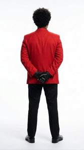 Men’s Red Blazer with Black Pants – Celebrity Inspired Wedding, Prom & Party Suit