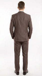 Men’s Brown Sharkskin 3 Piece Suit – Textured Two Button Vested Business Formal Suit for Wedding, Party Wear Vested