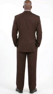 Men’s 6 on 3 Style Brown Double Breasted Suit with Wide Leg Pleated Pants, Classic Formal 2 Piece Dress Suit Set