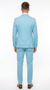 Men’s Turquoise Light blue Suit, Vested Formal Dress Suit for Weddings, Prom, Summer Parties, and Special Occasions in Aqua Blue Color By Rossiman