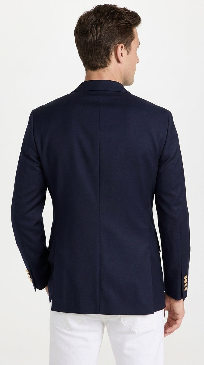 Men’s Navy Blue Club Blazer with Gold Buttons – Ted Lasso Inspired Classic Sport Coat
