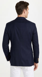 Men’s Navy Blue Club Blazer with Gold Buttons – Ted Lasso Inspired Classic Sport Coat
