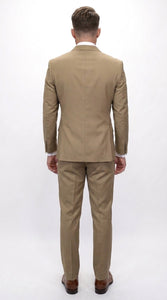 Men’s Statement Brand Caramel Khaki Double Breasted Wool Suit, Designer Formal Business Suit Set Wool Suit in Camel Color