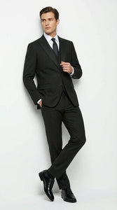 Vitali Mens Black Tone on Tone Shadow Stripe Vested Suit Set – 3 Piece Modern Fit Pinstripe Two Buttons
