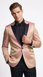 Men’s Rose Gold Tuxedo Jacket – Black Peak Lapel Wedding, Prom and Formal Dinner Blazer