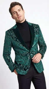 Men’s Emerald Green Paisley Dinner Jacket – Luxury Shawl Lapel Formal Blazer for Prom, Wedding & Tuxedo Events