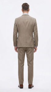 Men’s Taupe Olivish Tan 3-Piece Suit – Elegant Tan Wedding, Business & Formal Suit with Vest