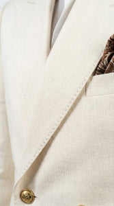 Men’s Ivory Linen Double Breasted Blazer, Lightweight Wedding Dinner Sport Coat Jacket Cream Off White