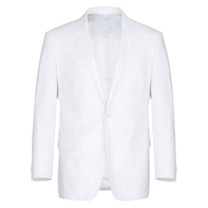 Mens Basic Two Button Classic Fit Linen Summer Suit in White