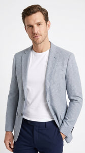 Men’s Light Blue Checkered Sport Coat – Two-Button Wedding, Business and Smart Casual Blazer