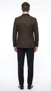 Men’s Chocolate Brown Tuxedo Suit – 3 Piece Shawl Lapel Wedding, Prom and Formal Dinner Tuxedo
