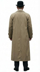 Men's Beige Cotton Trench Coat Suit Package – Classic Long Overcoat