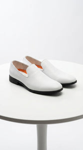 Men’s White Plain Toe Slip On Loafer Dress Shoes – Classic Formal Lightweight Shoes for Wedding, Party and Business Wear