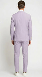 Men’s Lavender Seersucker 2 Piece Suit, Lightweight Summer Blazer and Pants Set for Weddings, Parties, Prom, and summer fabric