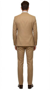 Men's Tan Three-Piece Suit with Vest – Classic Tailored Fit  in camel khaki Bronze color By Rossiman