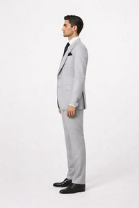 Suits With Baggy Pleated Pants - Wide Leg Pants 100% Wool - Classic Fit in Grey One Button 3 Piece Suit by Rossiman