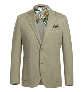 Half Canvas Slim Fit Blazer in Khaki