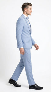 Men’s Powder Blue 2 Piece Tuxedo Suit – Light Blue Wedding Prom Tux with Matching Pants Light Baby Blue
