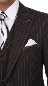 Men’s Black Pinstripe Zoot Suit – 3-Piece Gangster, Formal Suit 1920s Pimp Suit