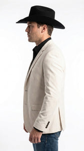 Men’s Ivory Western Blazer – Cream Cowboy Sport Coat Jacket with Notch Lapel in cream color