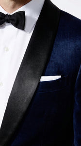 Men’s James Bond Inspired Navy Blue Tuxedo – Black Shawl Lapel Wedding & Prom Suit