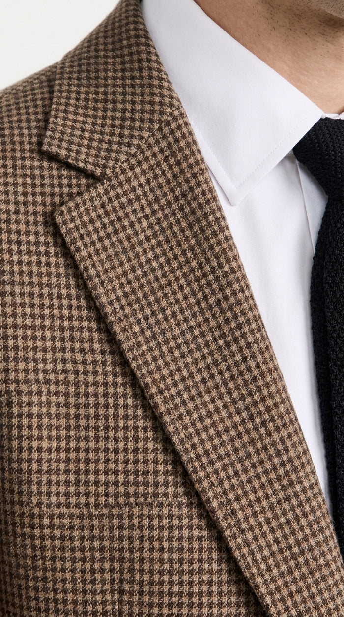 Men’s Vintage Brown Houndstooth Blazer – 1950s Coffee Check Sport Coat