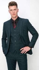 Men’s Teal Green 3 Piece Suit – Modern Two Button Suit with Matching Vest & Pants