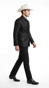 Men’s Black Western Tuxedo Blazer – Shimmer Cowboy Dinner Jacket Shiny Sparkely